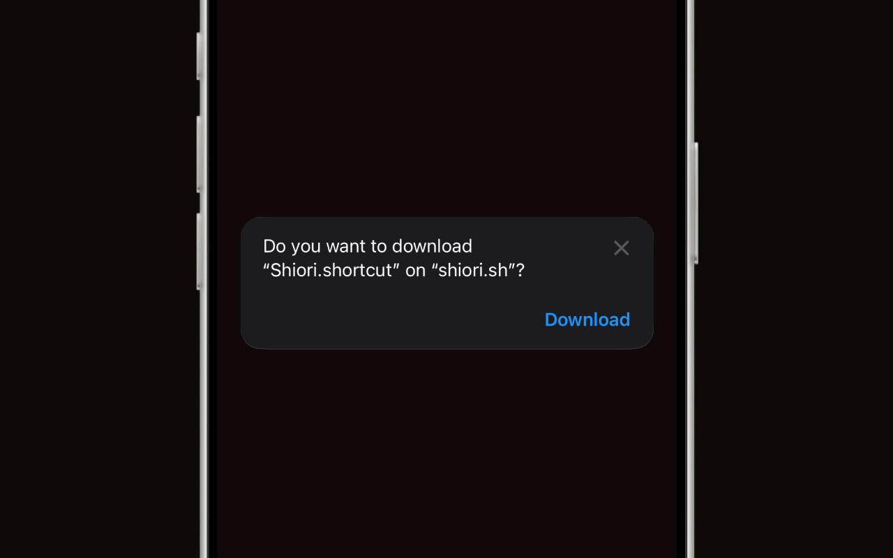 Safari download prompt for Shiori.shortcut