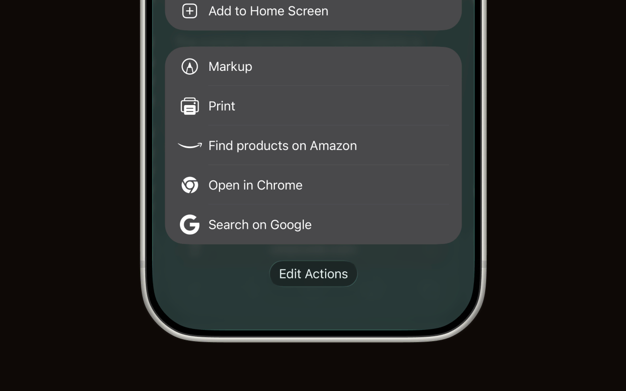 The share sheet with Edit Actions at the bottom